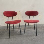 Poltroncine anni 50 in lana boucle' rossa – coppia – LABORATORIO VINTAGE