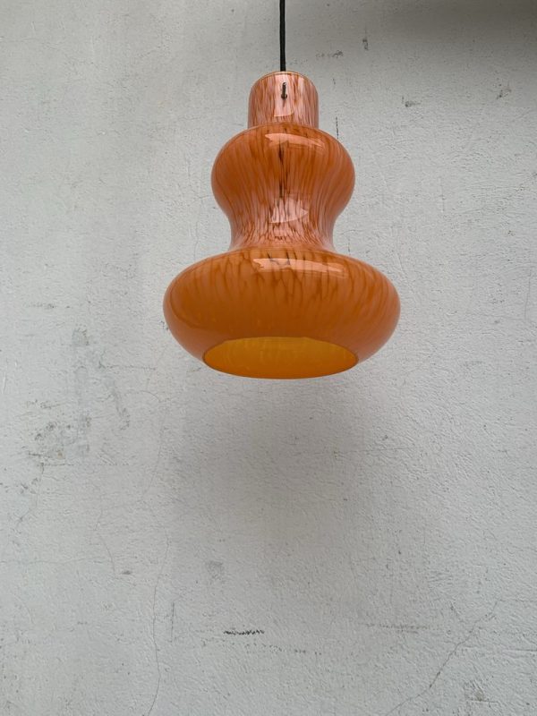 Lampadario Anni 70 In Vetro Arancione