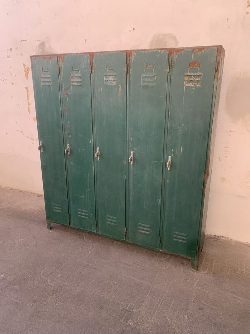 Armadietto spogliatoio industriale vintage H180 L165 P33 cm