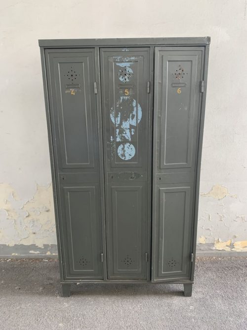 Armadietto indutriale 3 posti primi del 900 H180 L99 P38 cm