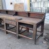 Bancone da lavoro in legno vintage - H88 + sponda 24 cm L330 P90 cm