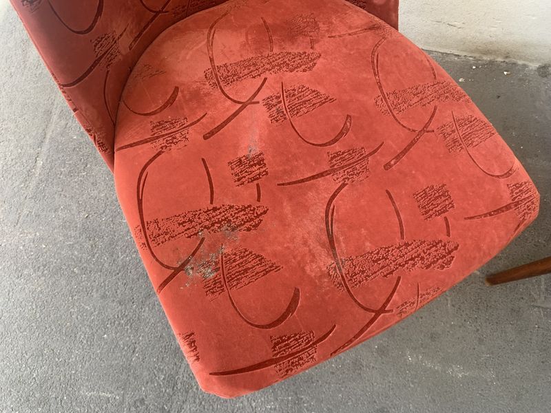 Poltroncine vintage in velluto color mattone coppia - immagine 4