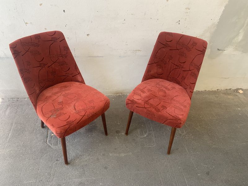 Poltroncine vintage in velluto color mattone coppia - immagine 2