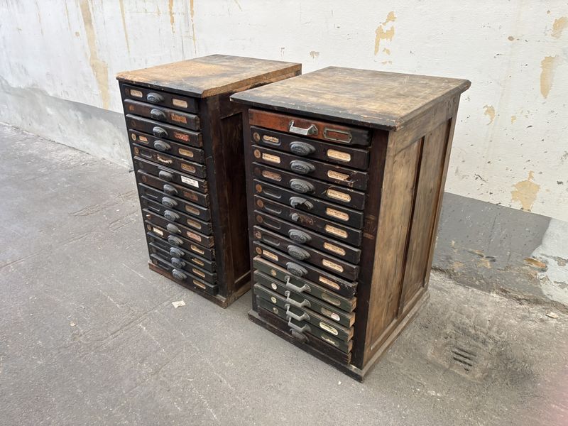 Cassettiere tipografiche vintage H100 LxL 60x63 cm - immagine 2