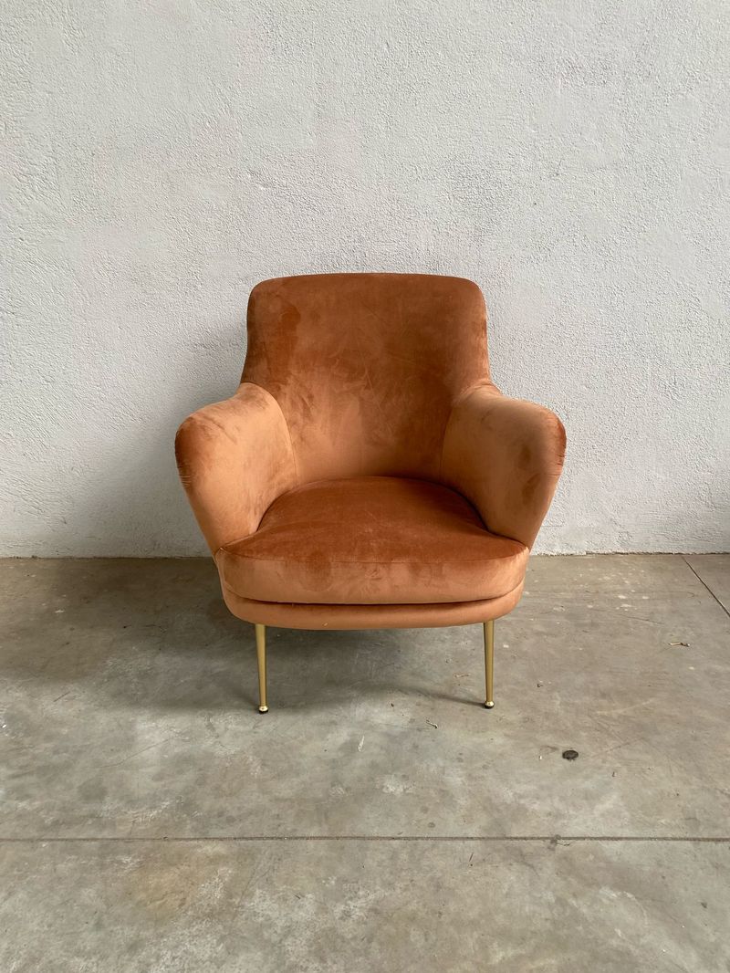 Poltrone stile vintage in velluto color pesca - immagine 3