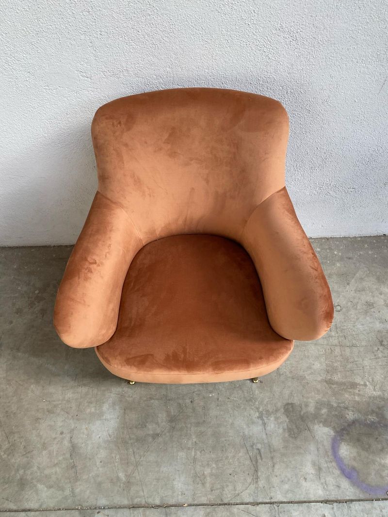 Poltrone stile vintage in velluto color pesca - immagine 4