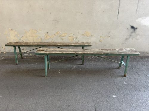 Panche vintage verde acqua coppia - H51 L198 P23 cm