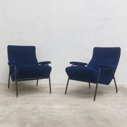 Poltrone in velluto blu - coppia