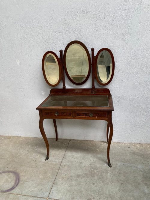 Scrittoio con specchio trifacciale - H80 L90 P50 cm -specchi 95x73 cm