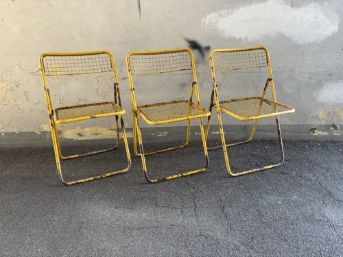 Sedie pieghevoli vintage in ferro - 3 pz