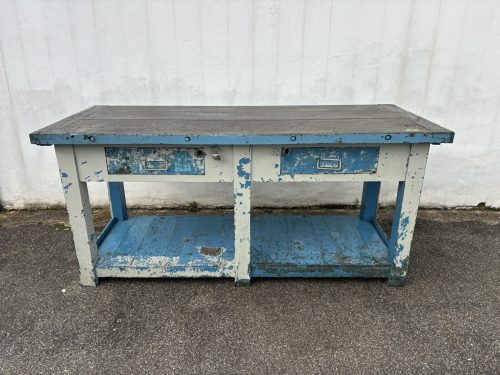 Bancone vintage azzurro - H94 L202 P79 cm - SOLO NOLEGGIO