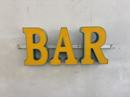 Insegna bar vintage gialla verde - H40 L88 cm