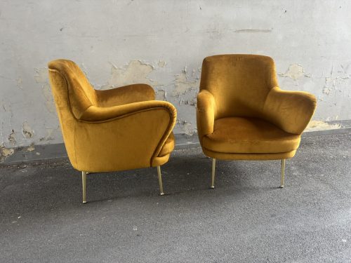 Poltrone stile anni 50 velluto ocra