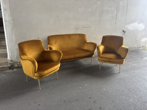 Salotto stile anni 50 velluto ocra