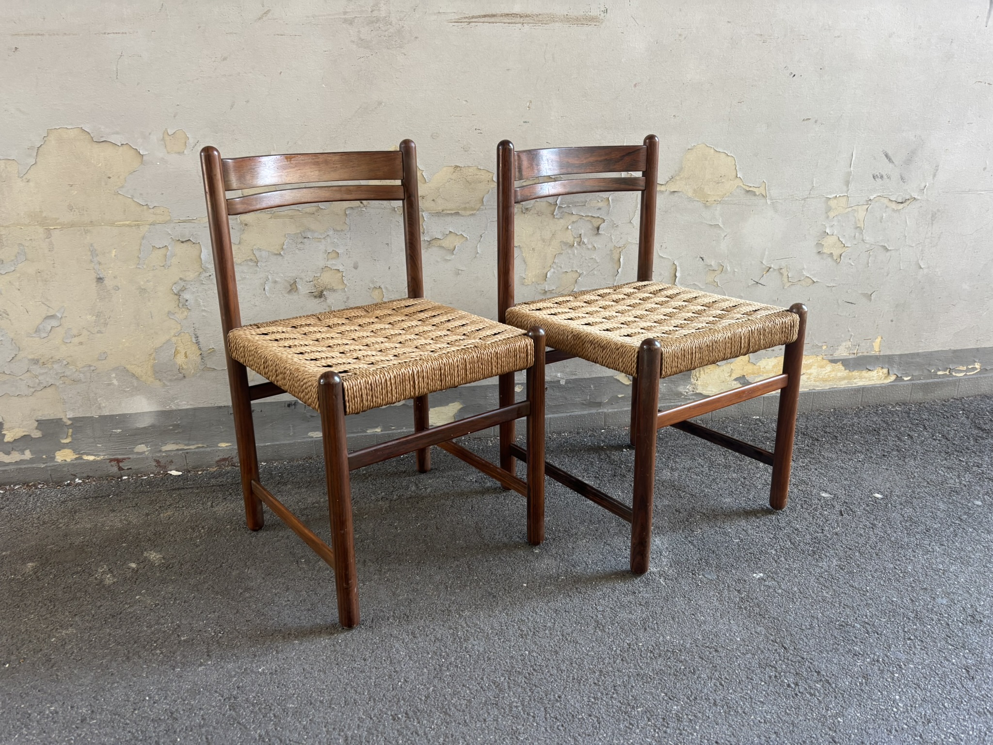 Sedie vintage seduta in paglia – coppia