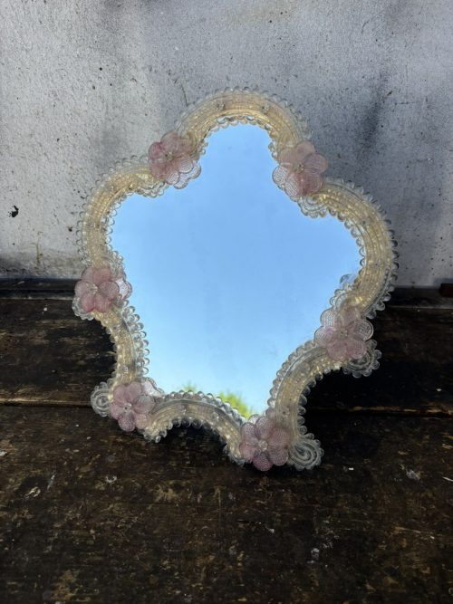 Specchio da tavolo in vetro vintage - H36 L31 cm